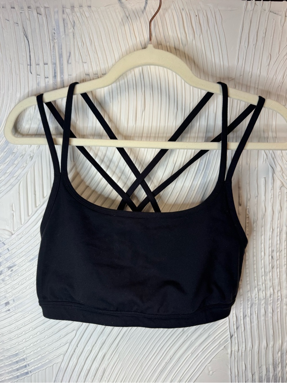 Athleta Black Strappy Sports Bra with Crisscross Back